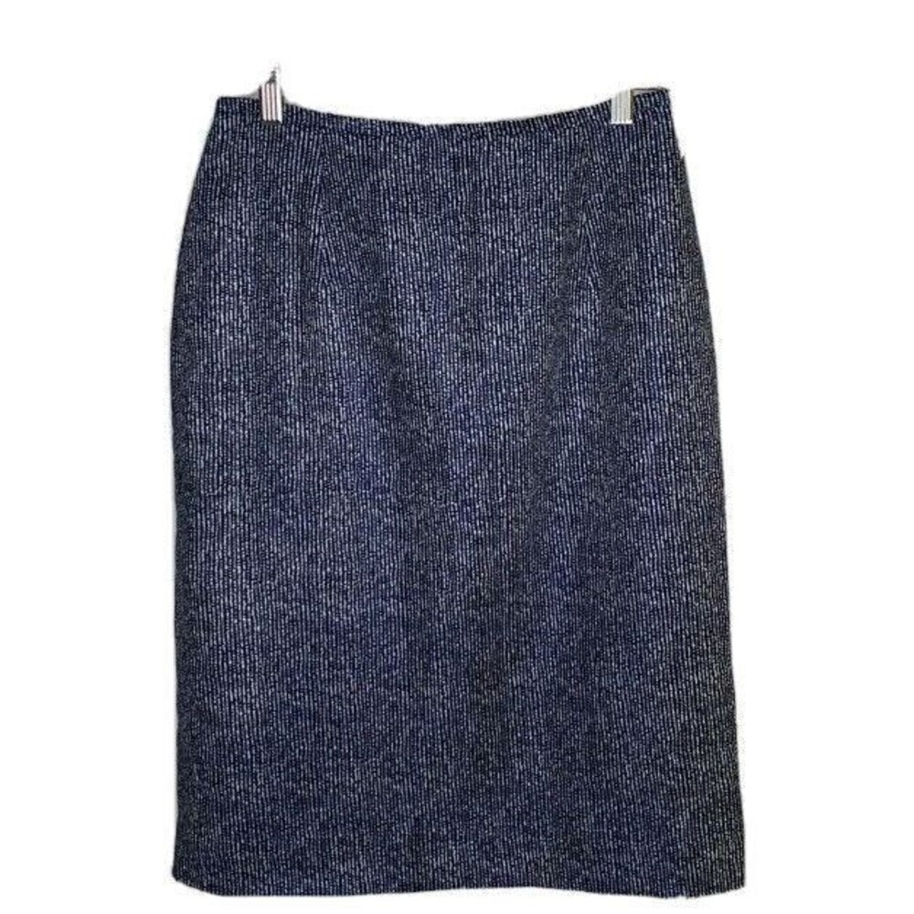 Jones New York Skirt Womens 8 Blue Linen A-Line Knee Length Stretch Pocket